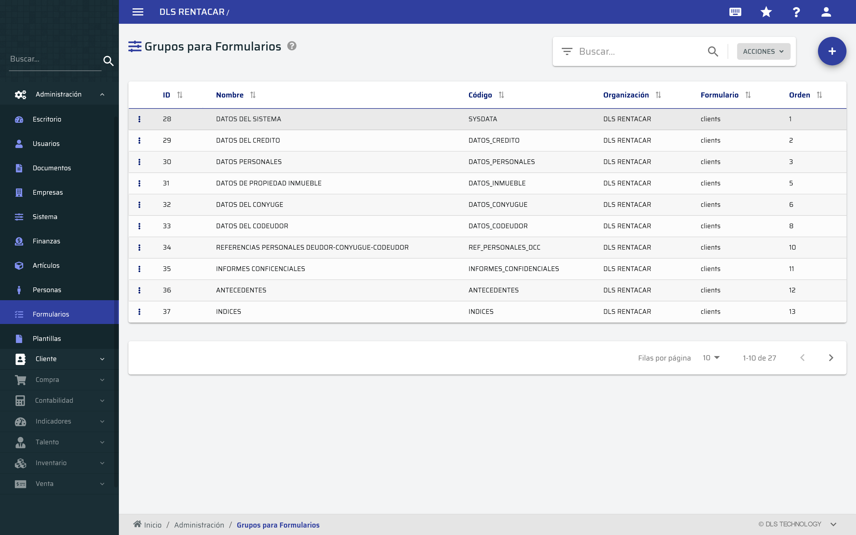Grupos de Formularios